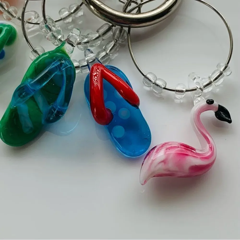 Wine Glass Markers Beach Tropical Glass Charms
